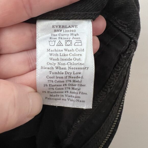 Everlane The Curvy High Rise Skinny Jeans Size 27 Crop Black Denim Stretch - Picture 6 of 7
